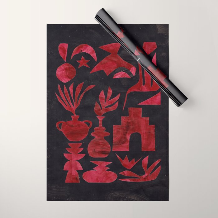 Crimson Village At Night  Wrapping Paper Gallery Image 1