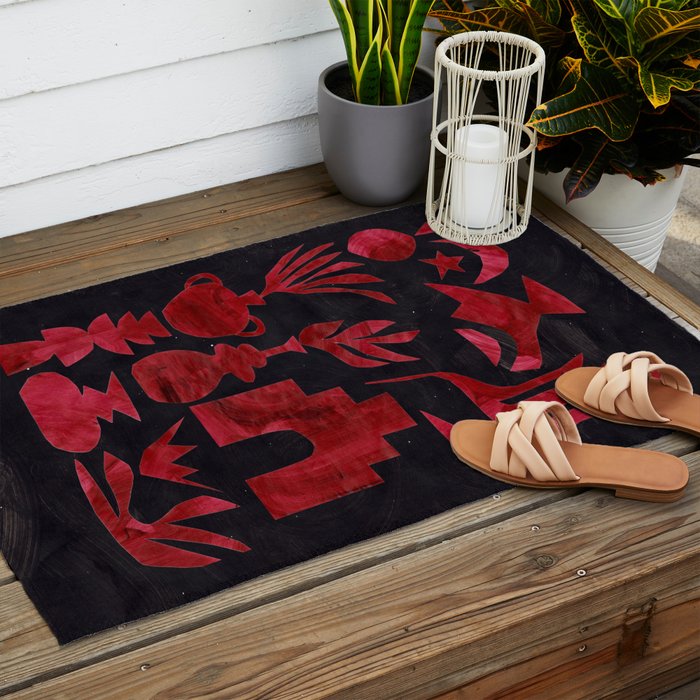 Crimson Village At Night  Outdoor Rug Gallery Image 2