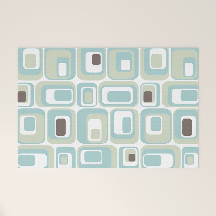 Retro Rectangles Mid Century Modern Geometric Vintage Style Welcome Mat Gallery Image 1