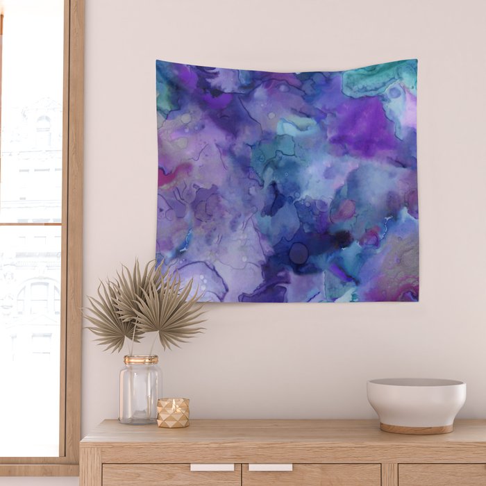 Abstract Colorful Purple Watercolor Wall Tapestry Gallery Image 2