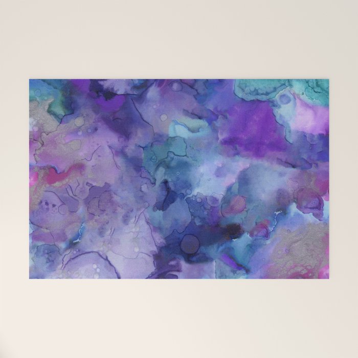 Abstract Colorful Purple Watercolor Welcome Mat Gallery Image 1