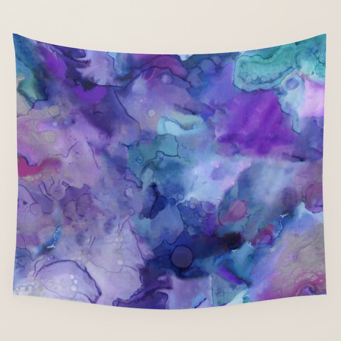 Abstract Colorful Purple Watercolor Wall Tapestry Gallery Image 4
