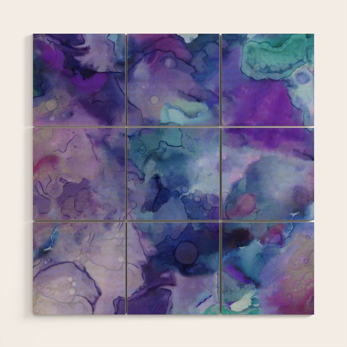 Abstract Colorful Purple Watercolor Wood Wall Art Gallery Image 1