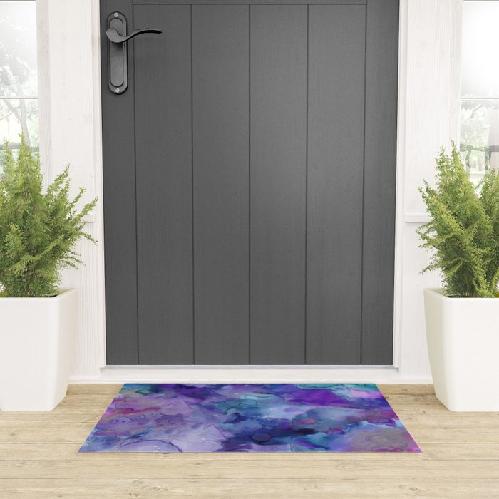 Abstract Colorful Purple Watercolor Welcome Mat Gallery Image 3