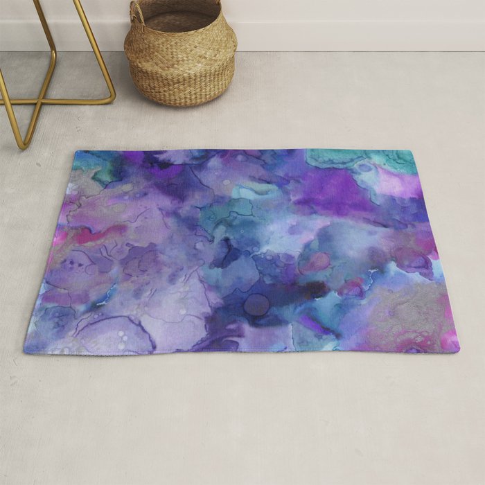 Abstract Colorful Purple Watercolor Rug Gallery Image 1