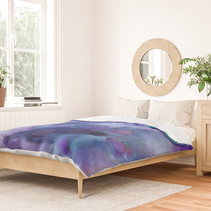 Abstract Colorful Purple Watercolor Duvet Cover Gallery Image 2