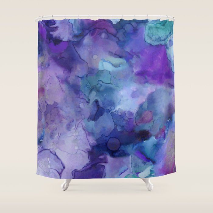 Abstract Colorful Purple Watercolor Shower Curtain Gallery Image 1