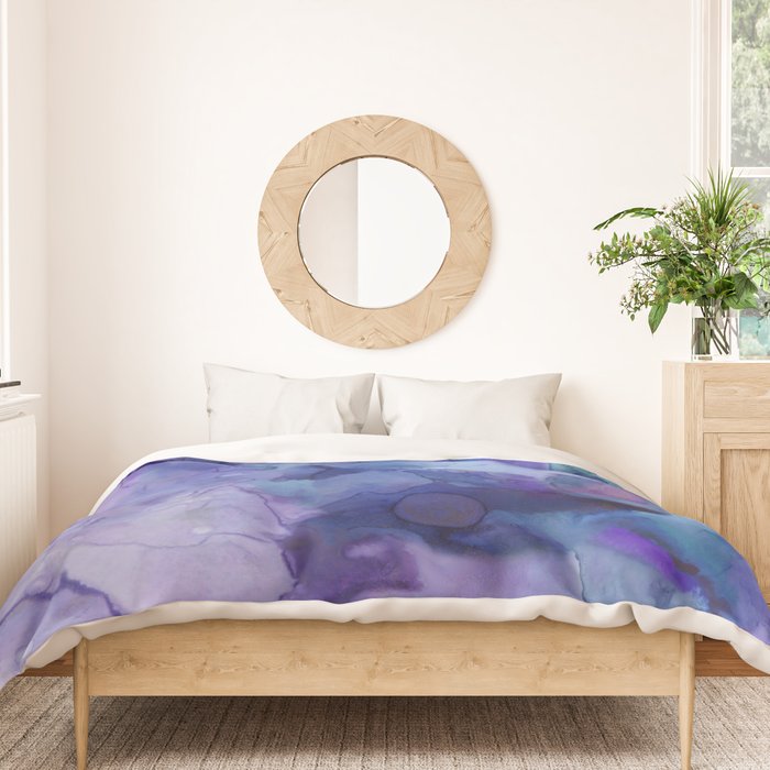 Abstract Colorful Purple Watercolor Duvet Cover Gallery Image 3