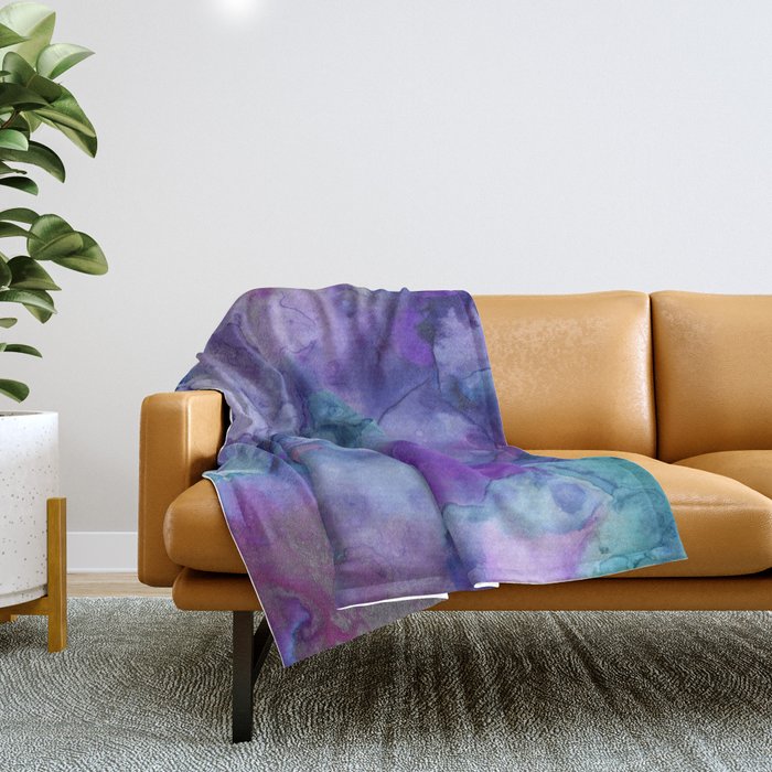 Abstract Colorful Purple Watercolor Throw Blanket Gallery Image 1