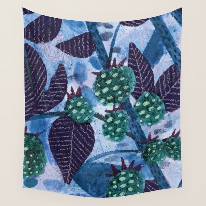 In Season in Blue Raspberry & Teal Wall Tapestry Gallery Image 4