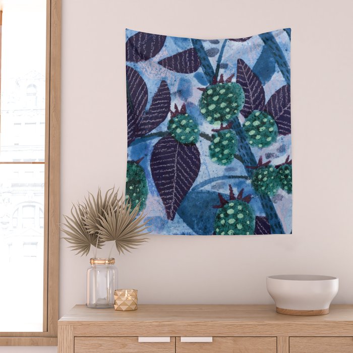 In Season in Blue Raspberry & Teal Wall Tapestry Gallery Image 2