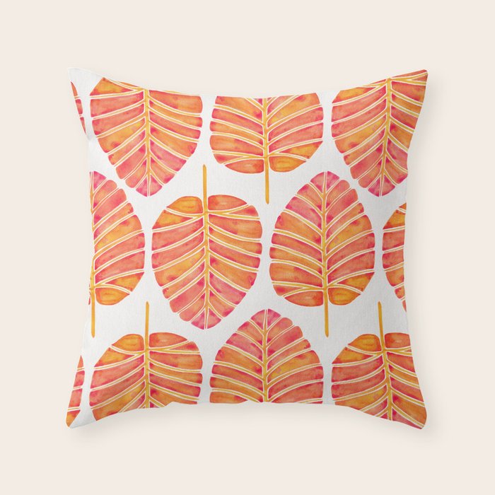Elephant Ear Alocasia - Peach Palette Throw Pillow Gallery Image 1