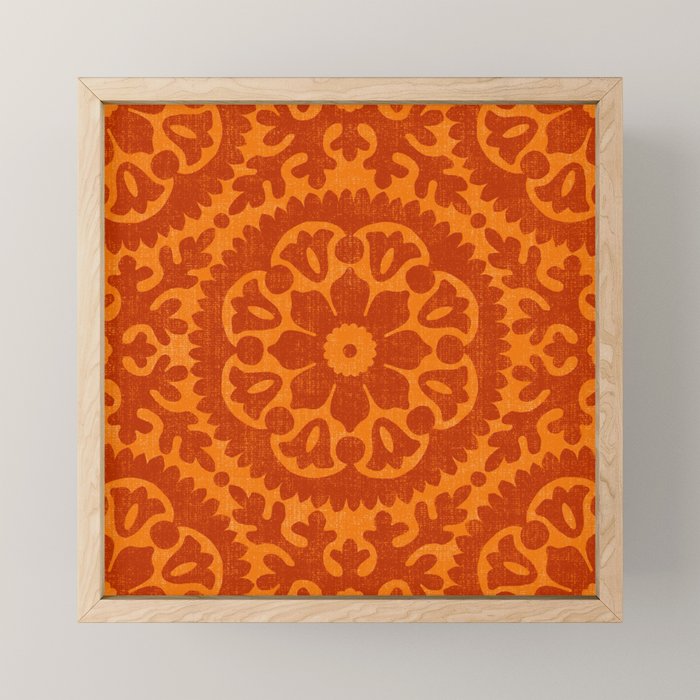 Folk Art Mandala - orange and red Mini Art Print Gallery Image 1