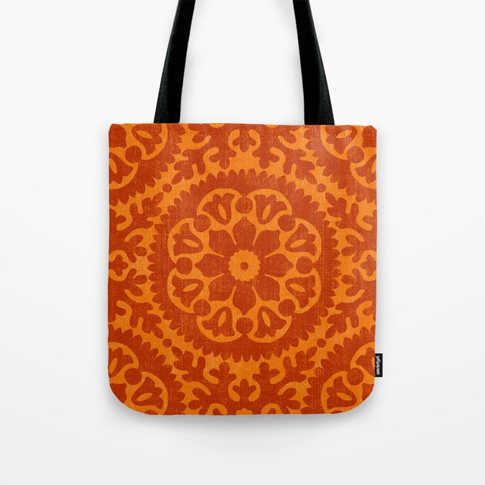 Folk Art Mandala - orange and red Tote Bag Gallery Image 1