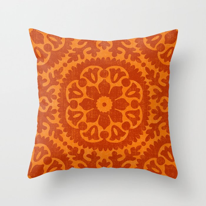 Folk Art Mandala - orange and red Throw Pillow Gallery Image 6