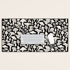 Mushrooms in Black And White Desk Mat Gallery Image 1