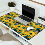 Fairy wren and poppies in yellow Desk Mat Gallery Image 2