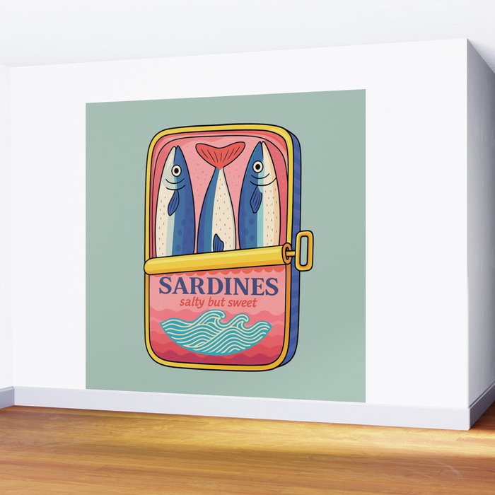 Tin of Love - Sardines in a Can with Heart Tail Wall Mural Gallery Image 2