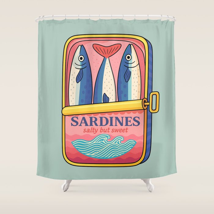Tin of Love - Sardines in a Can with Heart Tail Shower Curtain Gallery Image 1