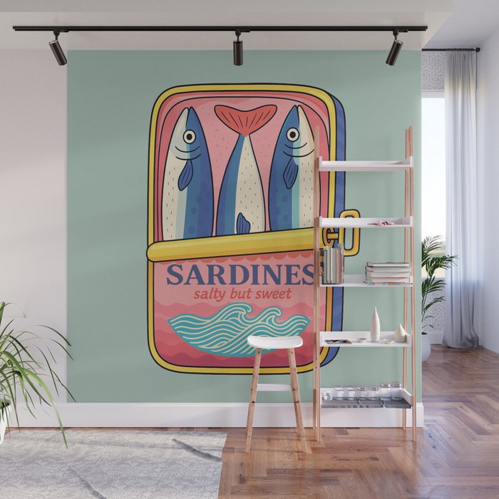 Tin of Love - Sardines in a Can with Heart Tail Wall Mural Gallery Image 1