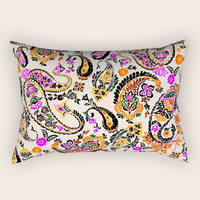 Vibrant paisley print Rectangular Pillow Gallery Image 1