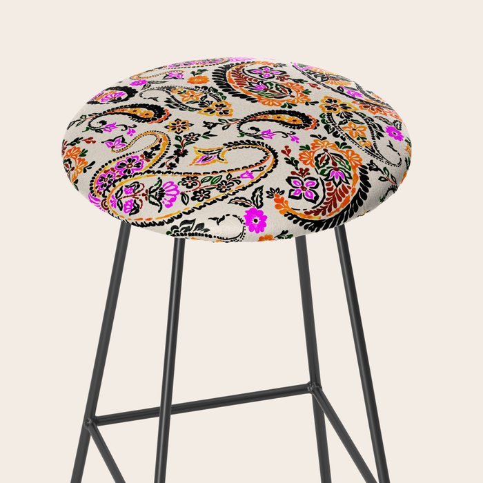 Vibrant paisley print Stool Gallery Image 2
