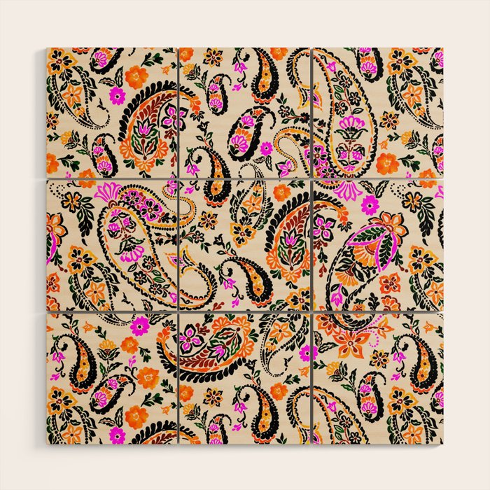 Vibrant paisley print Wood Wall Art Gallery Image 1