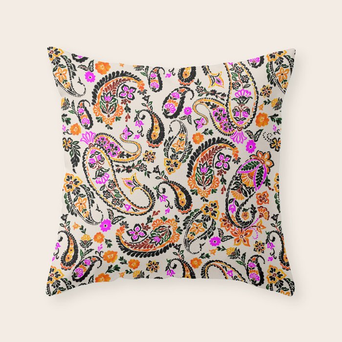Vibrant paisley print Throw Pillow Gallery Image 6