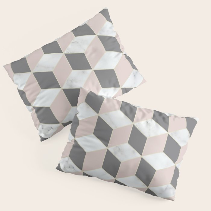 Blush Marble Cube Pillow Sham Gallery Image 1