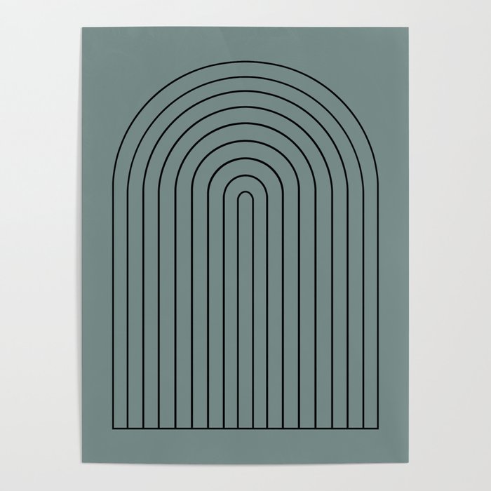 Minimal Arch XLV Neutral Teal Modern Geometric Lines Poster Gallery Image 1