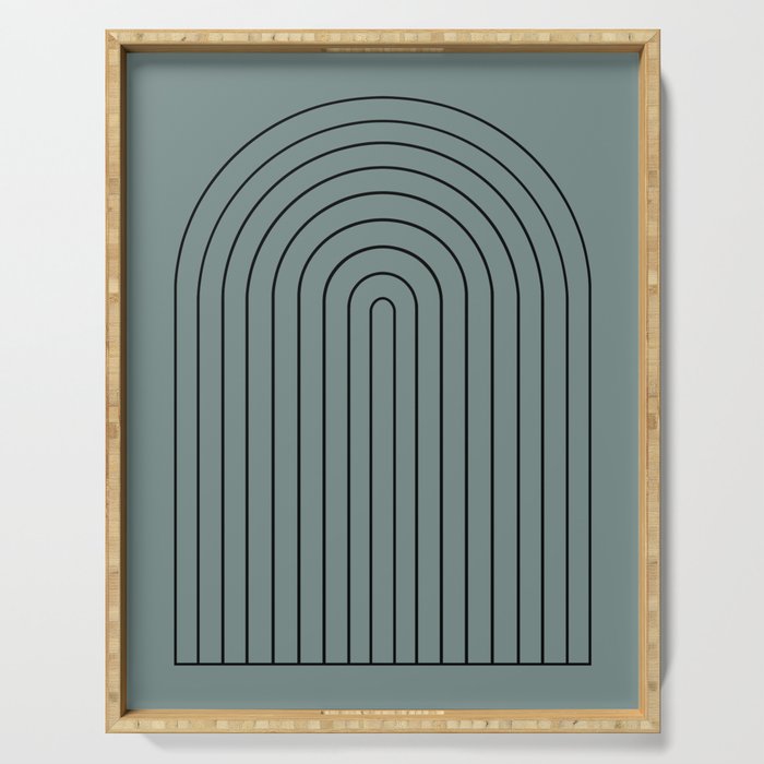 Minimal Arch XLV Neutral Teal Modern Geometric Lines Serving Tray Gallery Image 1