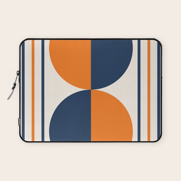 Abstract Shapes 78 in Orange and Navy Blue Laptop Sleeve Gallery Image 1