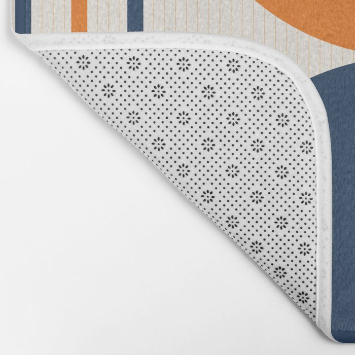 Abstract Shapes 78 in Orange and Navy Blue Bath Mat Gallery Image 2