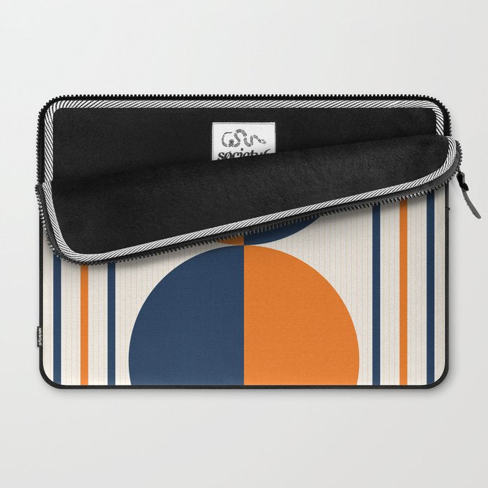 Abstract Shapes 78 in Orange and Navy Blue Laptop Sleeve Gallery Image 2