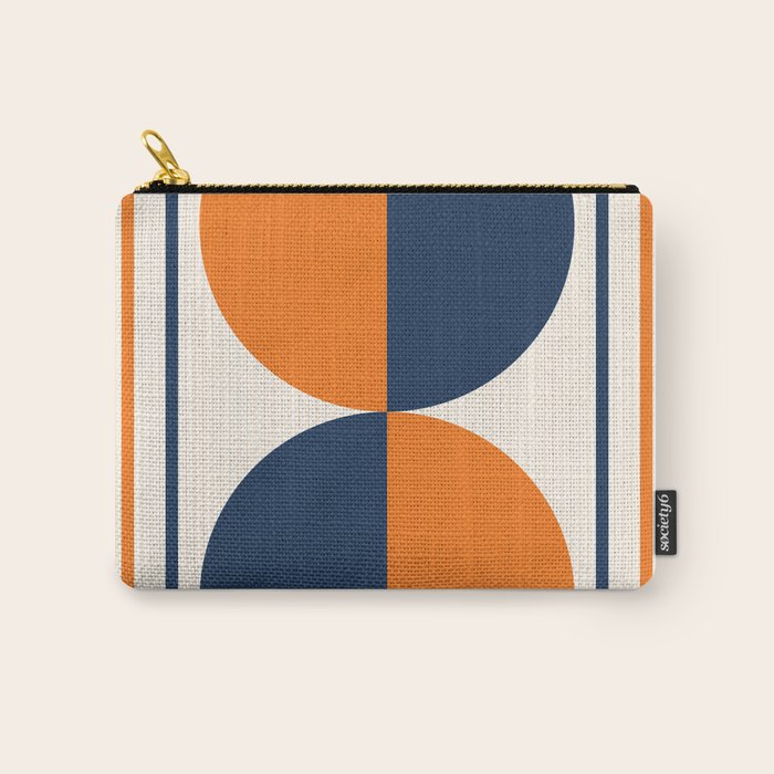 Abstract Shapes 78 in Orange and Navy Blue Carry All Pouch Gallery Image 1