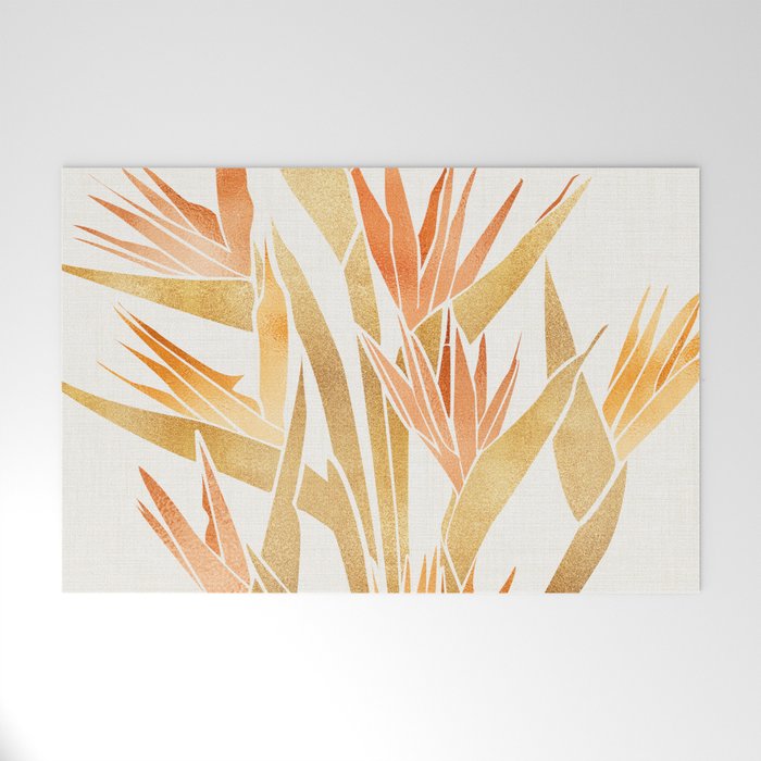 Metallic Gold Bird of Paradise Welcome Mat Gallery Image 1