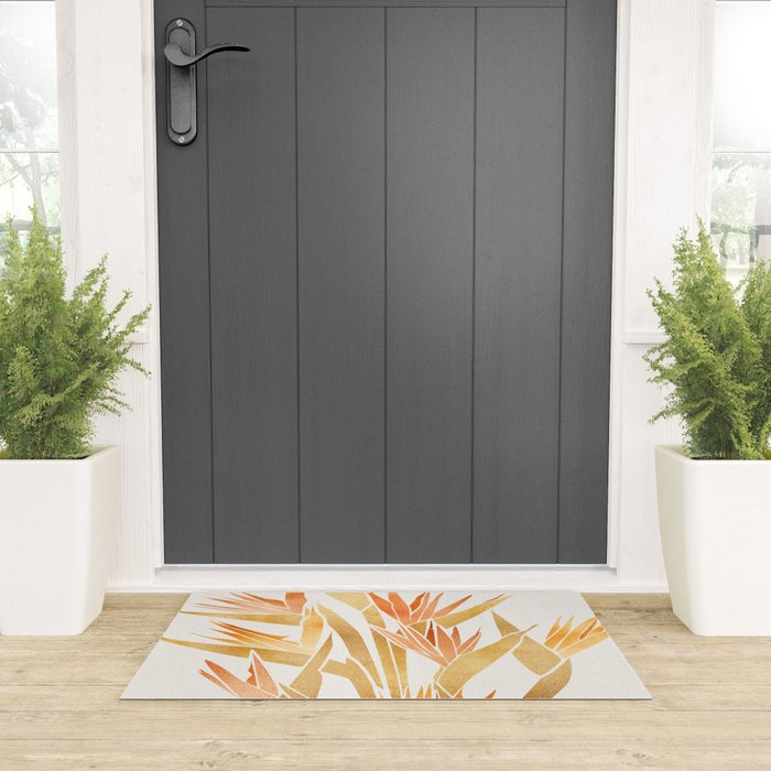 Metallic Gold Bird of Paradise Welcome Mat Gallery Image 3