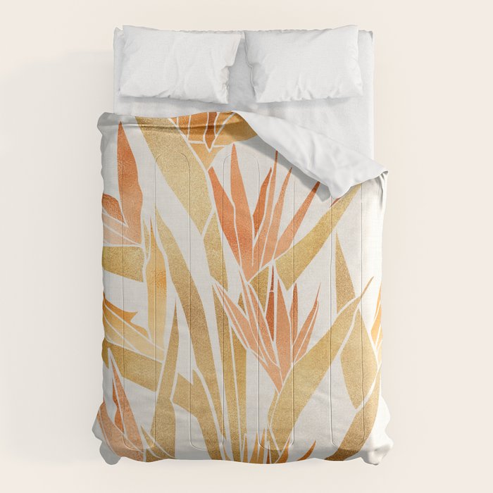 Metallic Gold Bird of Paradise Comforter Gallery Image 1