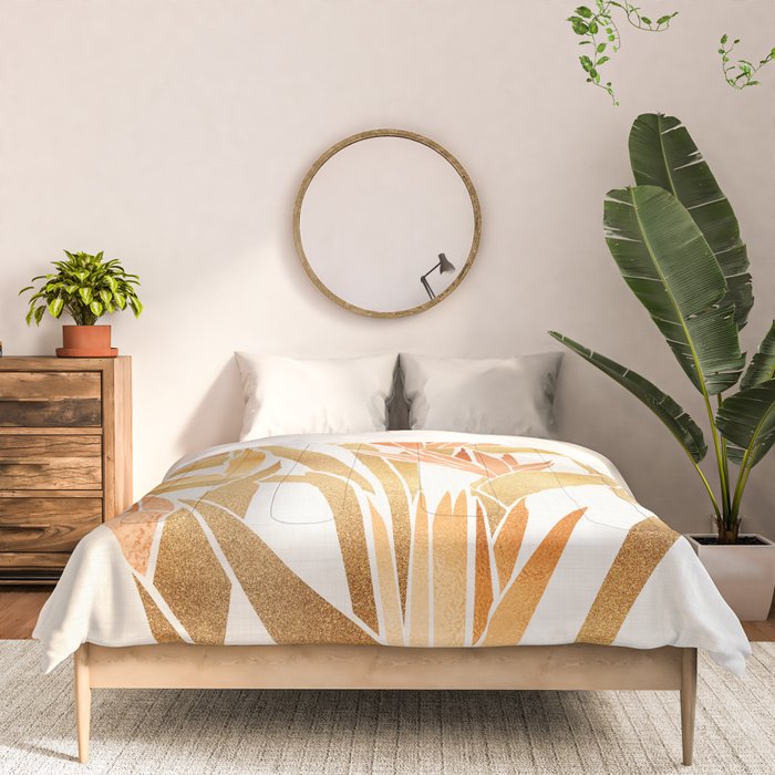 Metallic Gold Bird of Paradise Comforter Gallery Image 3