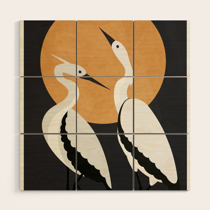 Two Abstract Birds I Wood Wall Art Gallery Image 1