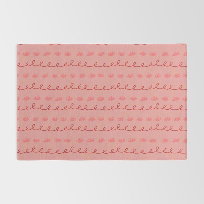 Abstract Cookie Pattern Doodle in Red & Peach Pink Rug Gallery Image 2