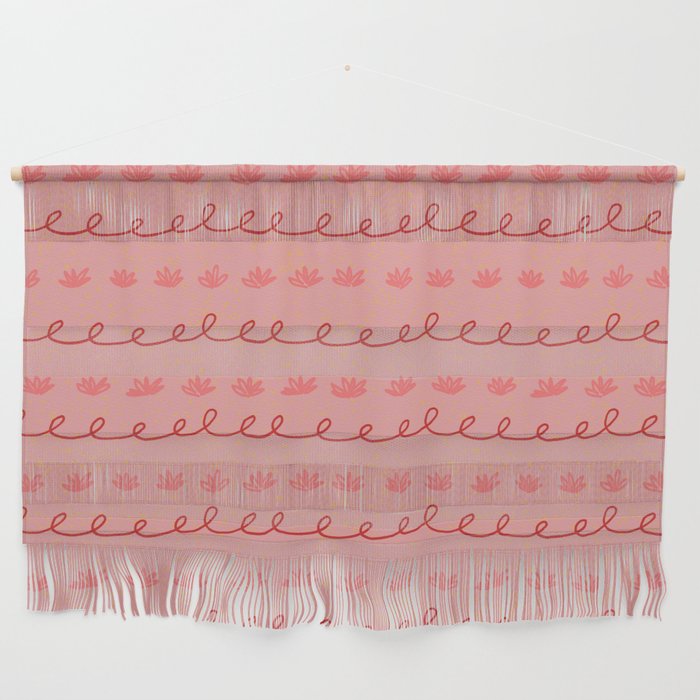 Abstract Cookie Pattern Doodle in Red & Peach Pink Wall Hanging Gallery Image 1