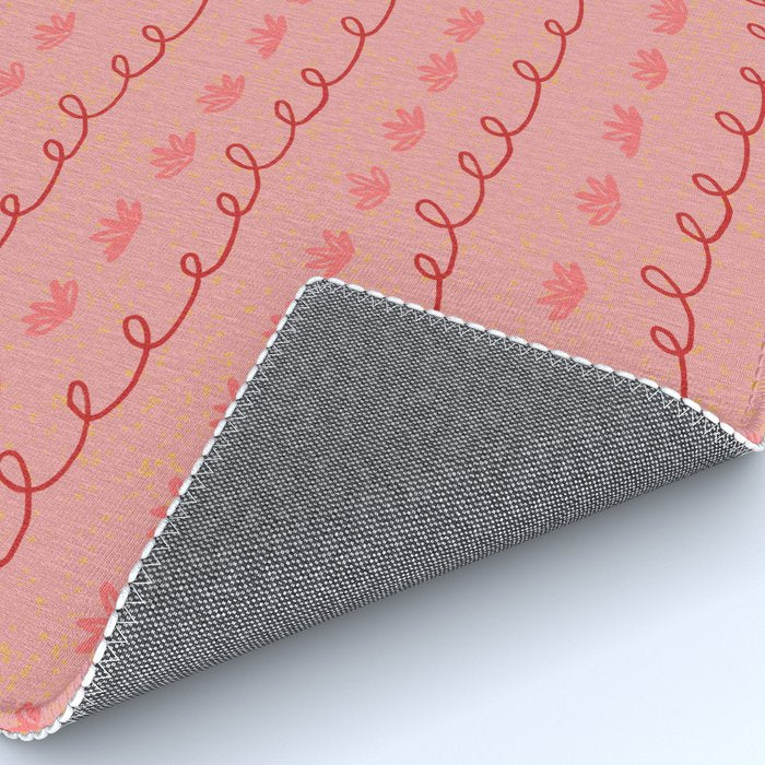 Abstract Cookie Pattern Doodle in Red & Peach Pink Rug Gallery Image 4
