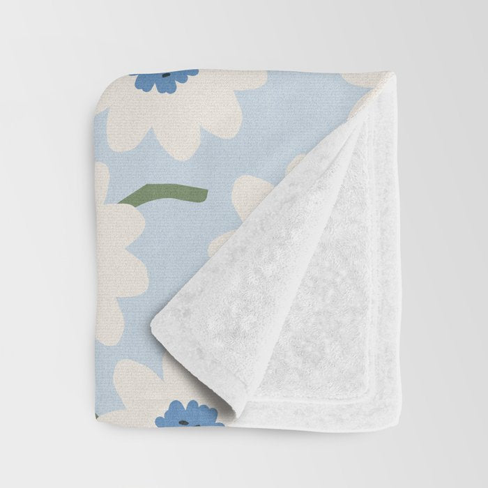 Flower field - charming blue Throw Blanket Gallery Image 3
