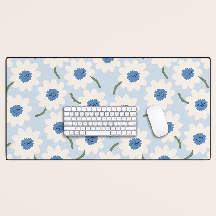 Flower field - charming blue Desk Mat Gallery Image 1