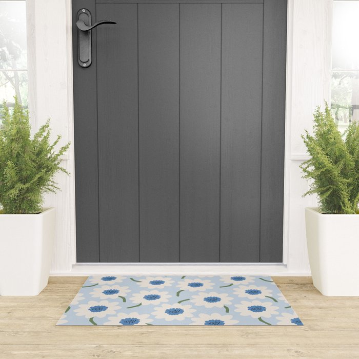 Flower field - charming blue Welcome Mat Gallery Image 3