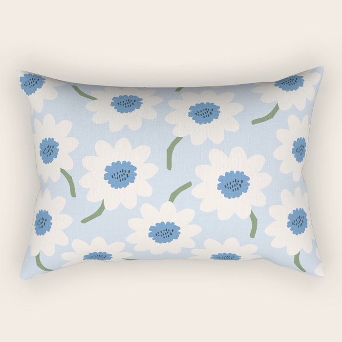 Flower field - charming blue Rectangular Pillow Gallery Image 1