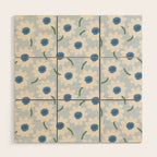 Flower field - charming blue Wood Wall Art Gallery Image 1