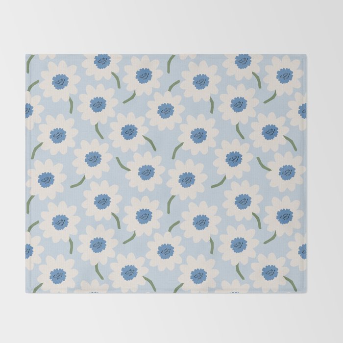 Flower field - charming blue Throw Blanket Gallery Image 2