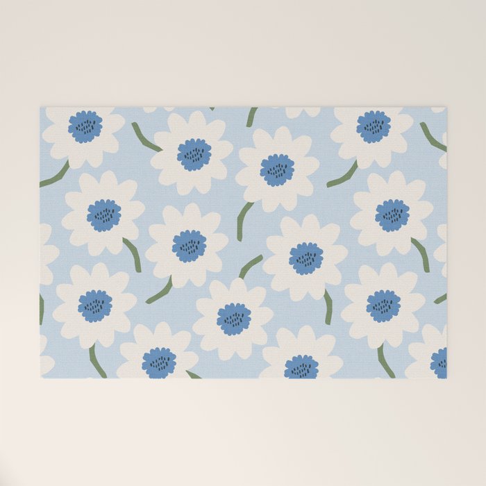 Flower field - charming blue Welcome Mat Gallery Image 1